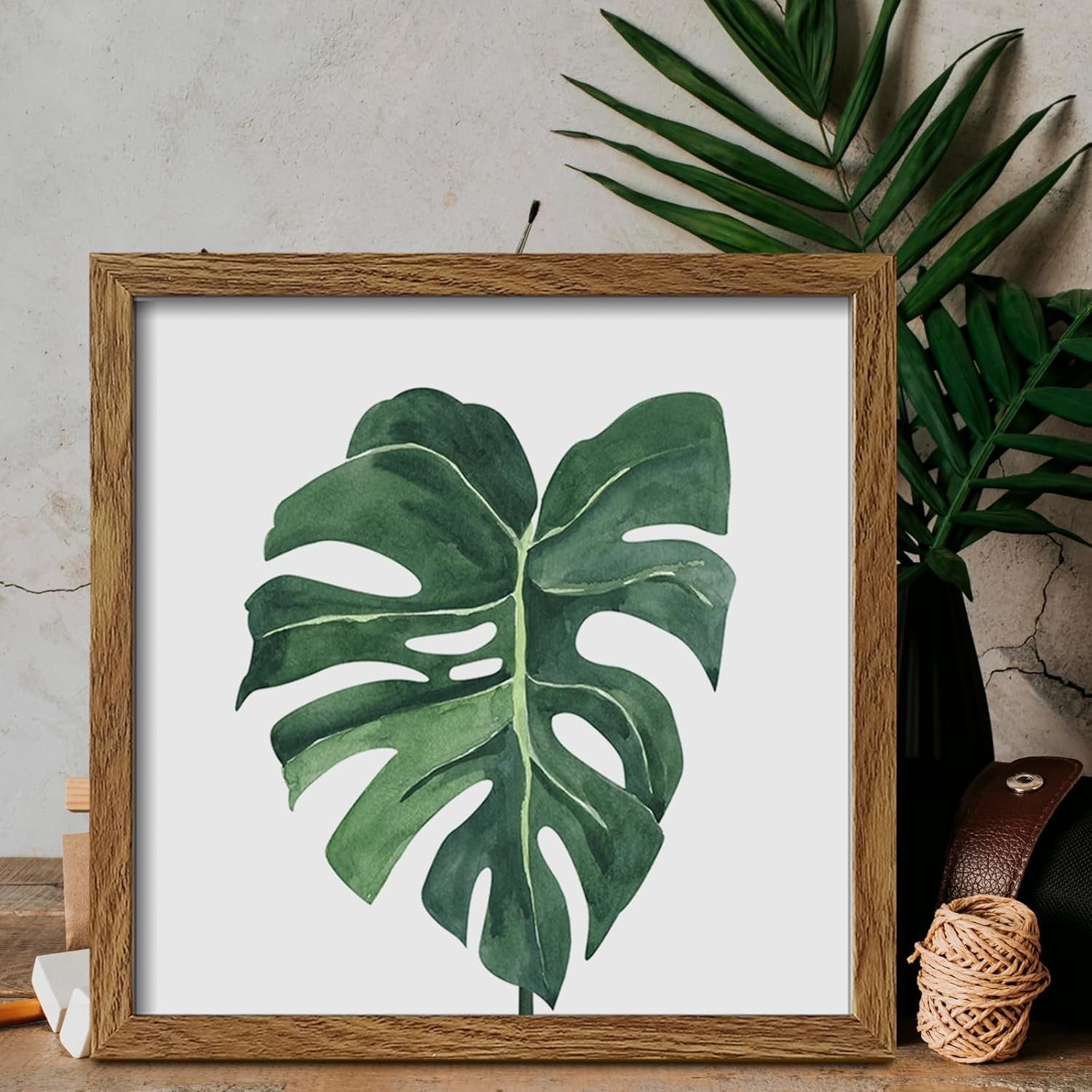 Botanical Framed Wall Art Set of 4 10x10 Walnut Frames