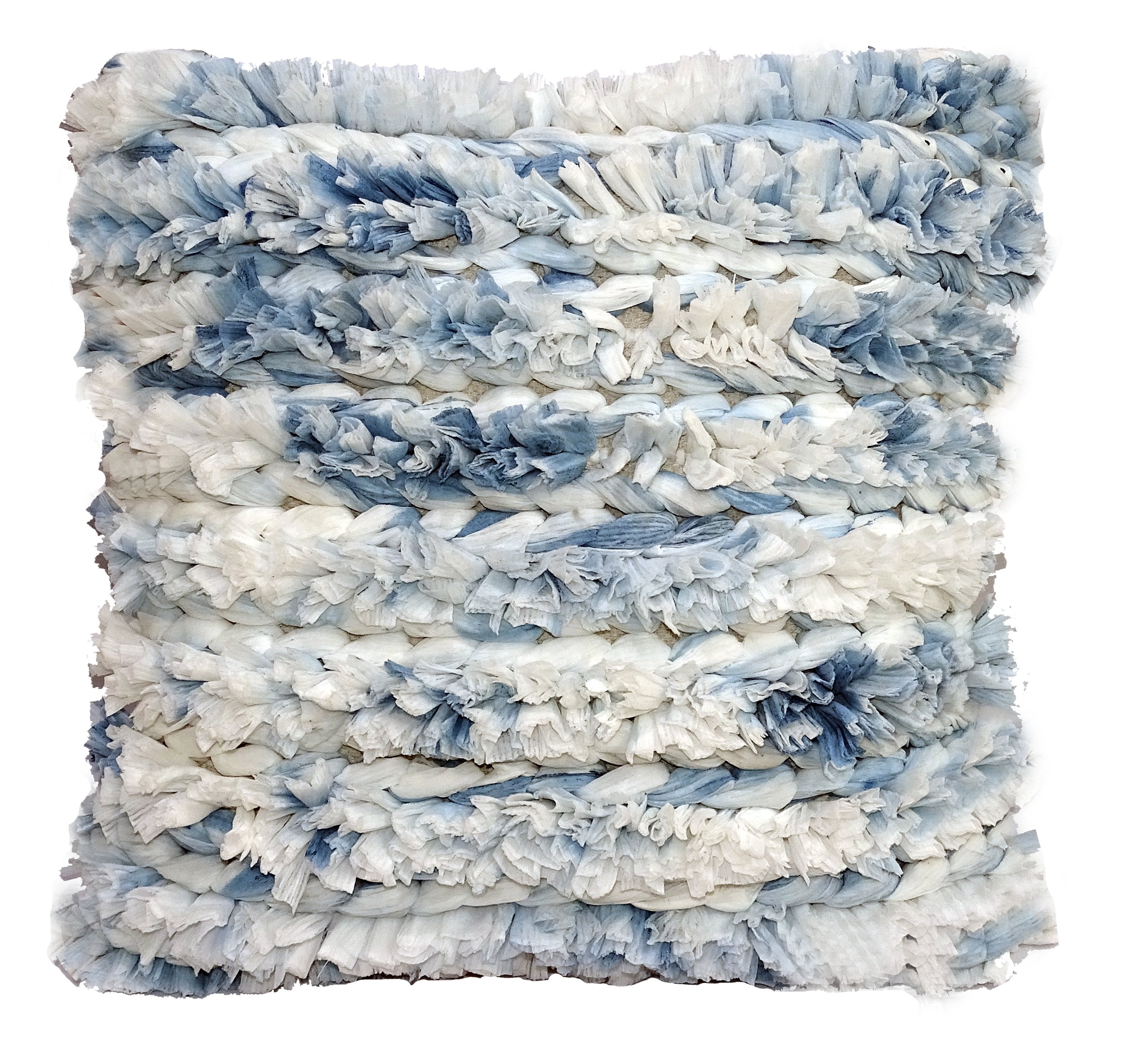Throw Pillow Cover Blue & White Furry Stripes 22 X 22