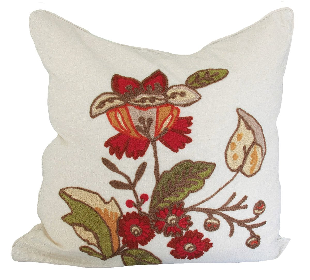 Crewel Embroidered Floral Pillows