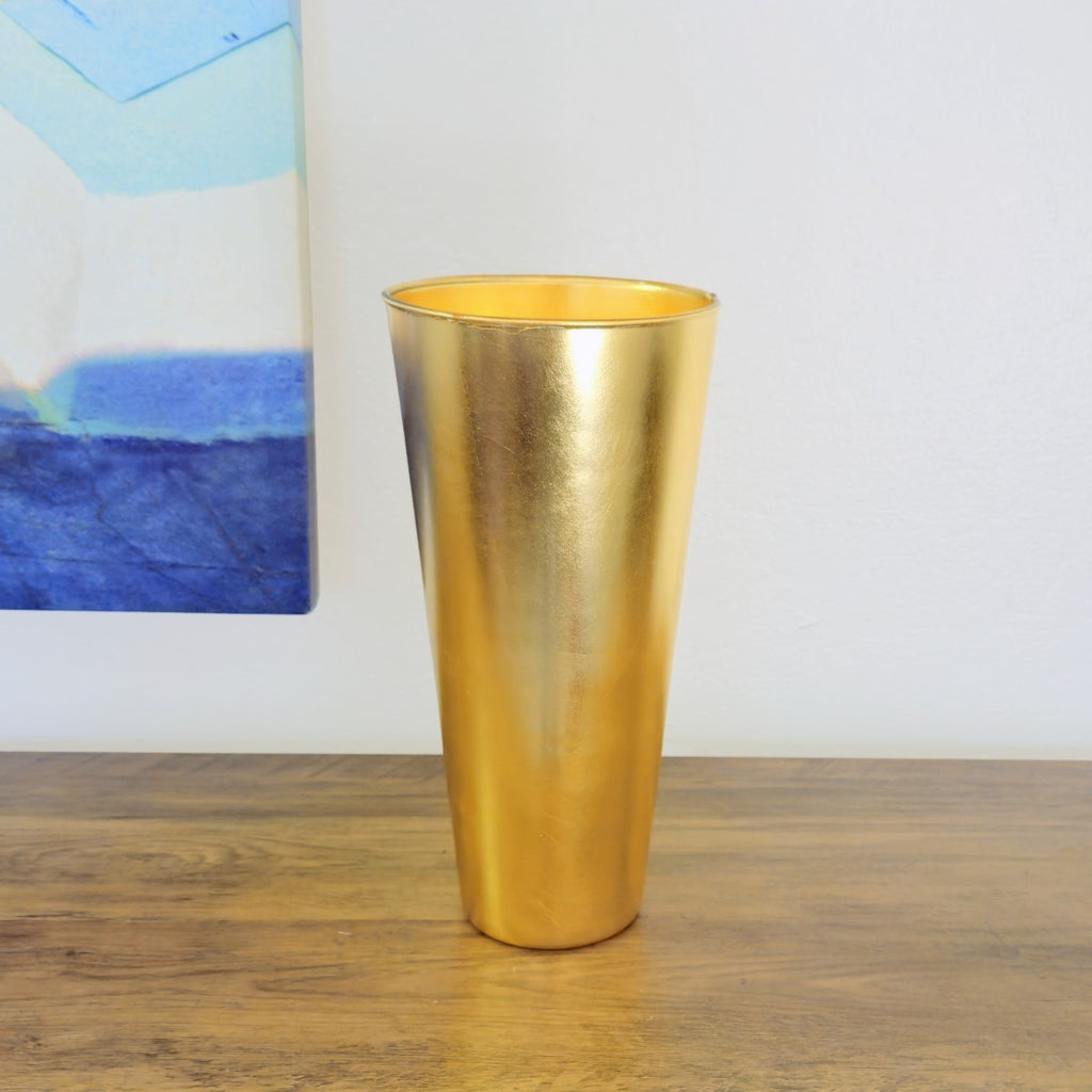 IRIS 12" Gold Gilded Glass Taper Vase