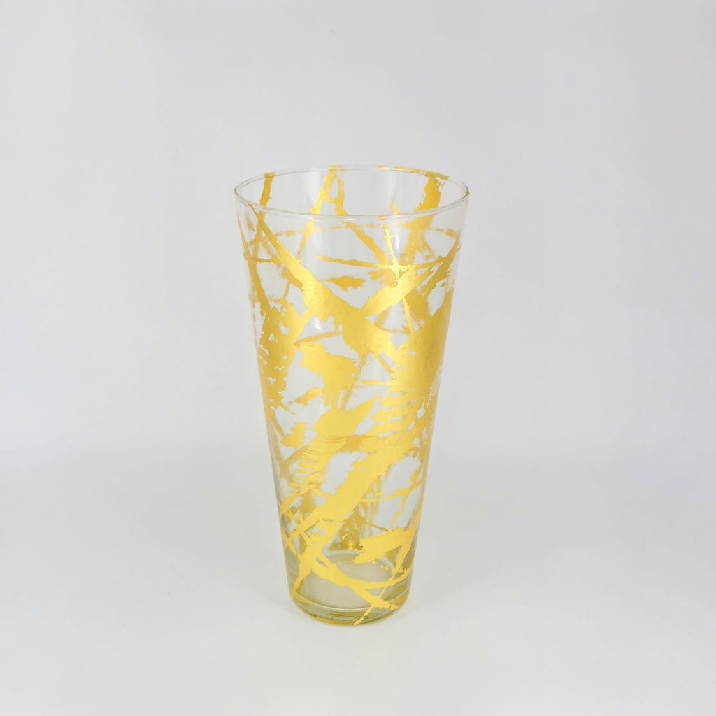IRIS 12" Gold Gilded Glass Taper Vase