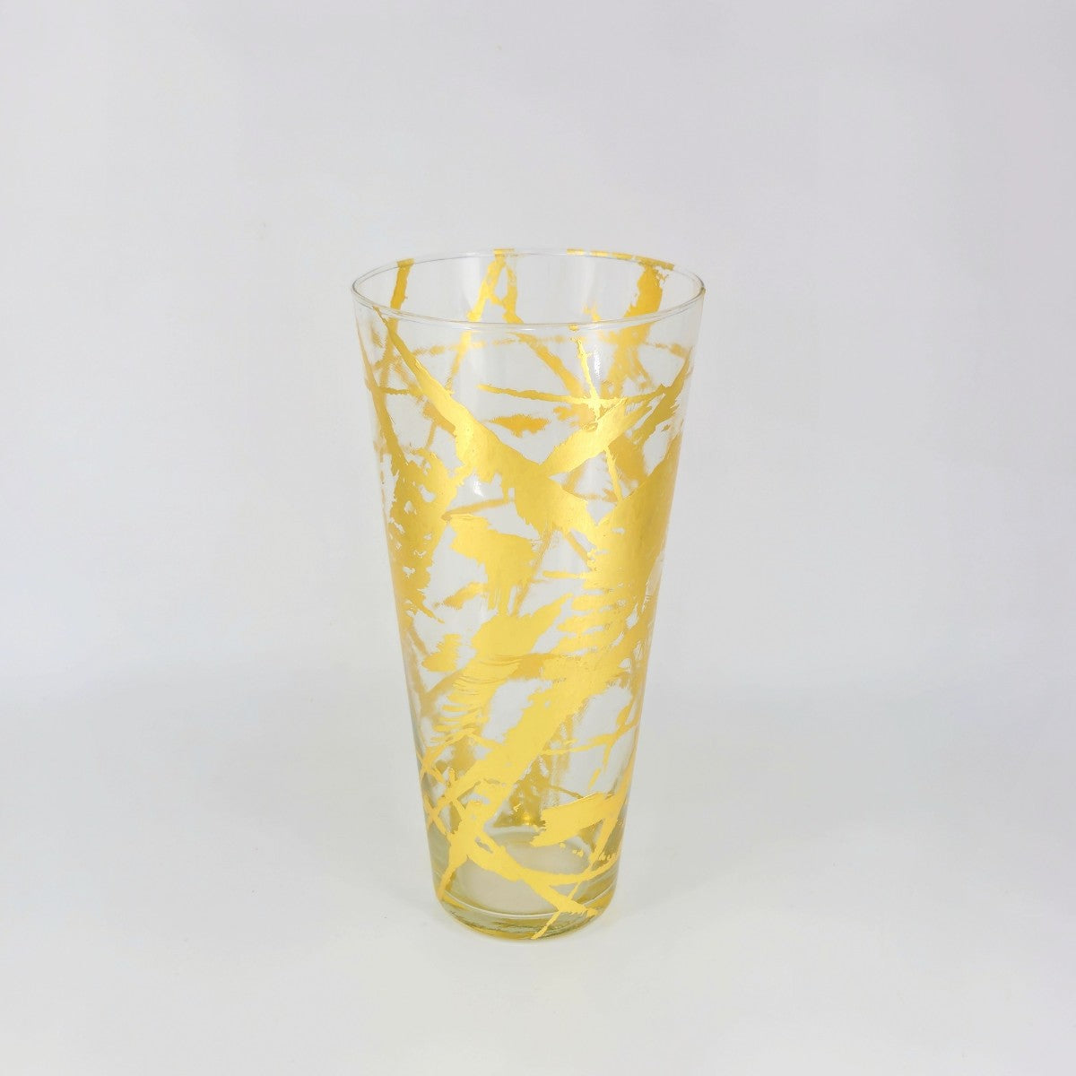 IRIS 12" Gold Gilded Glass Taper Vase
