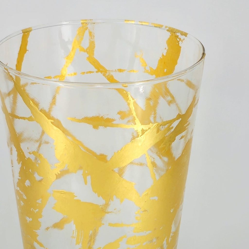 IRIS 12" Gold Gilded Glass Taper Vase