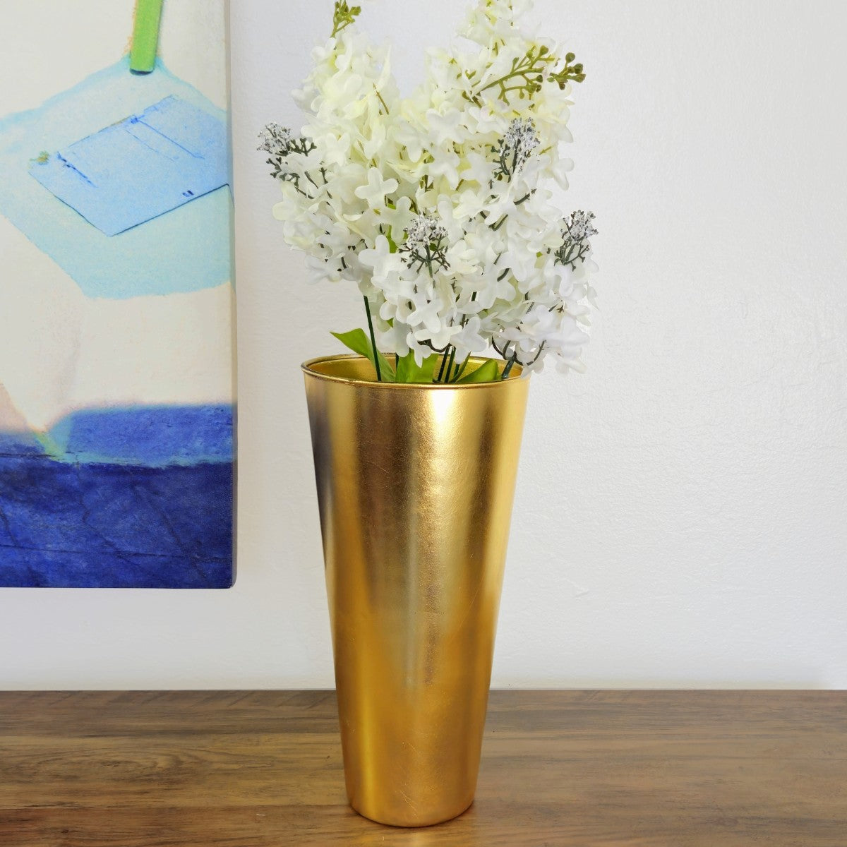 IRIS 12" Gold Gilded Glass Taper Vase